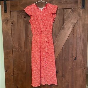 Monteau orange Floral Midi Dress